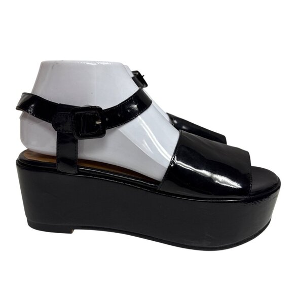Jeffrey Campbell Ibiza Women's Platform Sandal Black Patent Leather Size 8.5 NEW - Picture 1 of 10